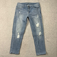 Maurices Slim Fit Jeans Womens Size 5-6 Reg Light Wash Mid-Rise Distressed