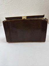 Vintage 1950s 60s Women's Reptile Lizard Skin Classic Purse Brown