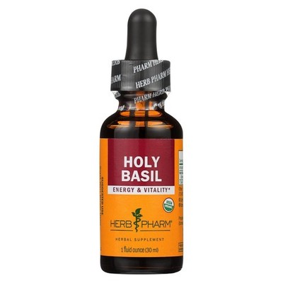 Gotas de Extracto Líquido Orgánico de Holy Basil Tulsi | Suplemento Herbal 1 oz