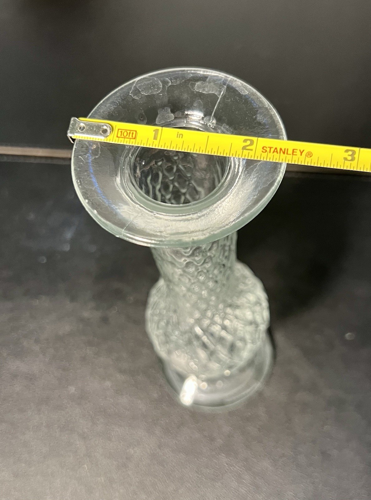 E.O. Brody 1960s Clear Cut Glass Diamond Lattice Flower Bud Vase C-920, 2.5x7.5”