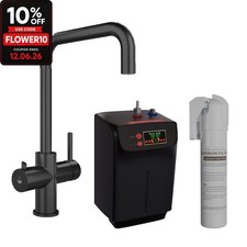 3 in 1 Boiling Water Kitchen Mixer Tap Twin Lever Filter Tank Hot Cold Black