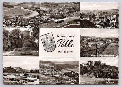 Polle Germany Multi-View Greetings Weser River Castle Ruins Cekade 1960s