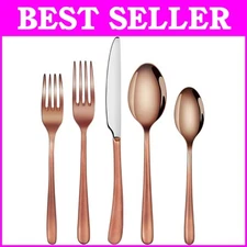 Satin Finished Stainless Steel Flatware Set for Elegant Dining - Copper 20-Piece