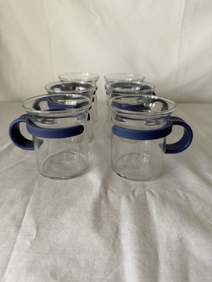 6 Vintage Bodum Bistro Kaffeebecher Tasse blau Kunststoffgriff Retro Kitchenalia