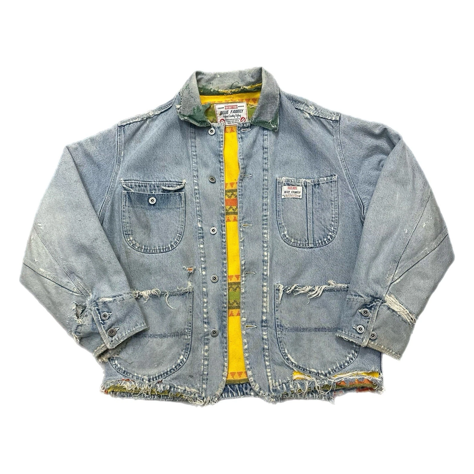 Vintage Blue Family Benetton Chore Denim Jacket Aztec Lining Sz L Distressed
Opens in a new window o
