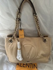 MARIO VALENTINO OLLIE DOLLARO MILK/BEIGE ITALIAN LEATHER HANDBAG + TASSEL BNWT