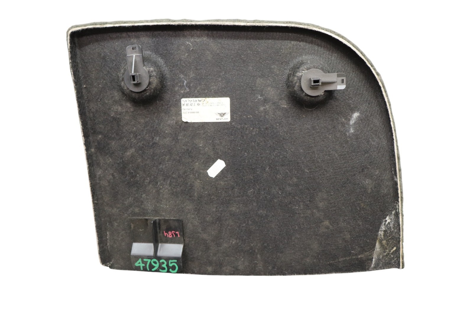 07-11 Bentley Continental GTC Left Side Inside Trunk Panel Carpet Cover Oem
