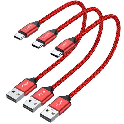 Short USB C Cable 1ft 3Pcs USB A to Type C Fast Charger Cord iPhone 15 16 ProMax