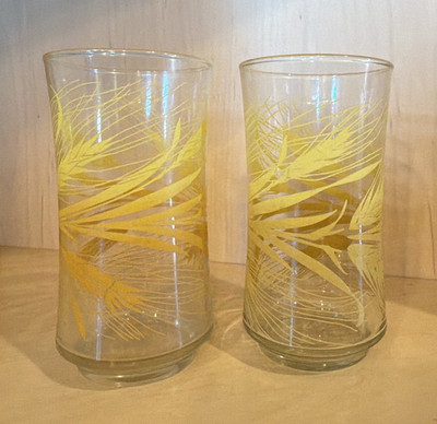 Set of 2 Libbey Wheat Glass Tumblers  10-18 oz