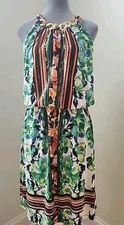 Halter Dress Size 6 Small Tropical Print Colorful Vacation Cruise No Wrinkle!!