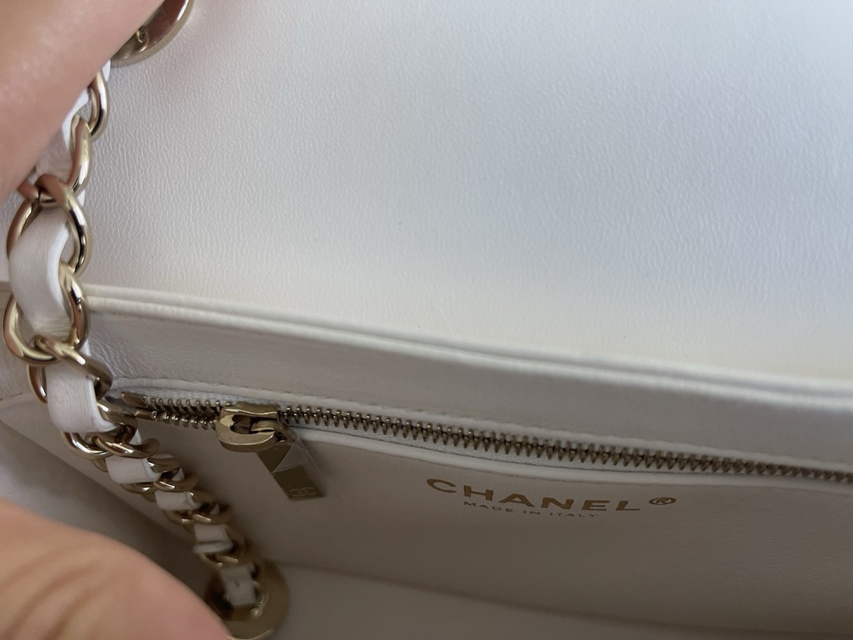 CHANEL Mini Top Handle In White Multicolored Lettering | eBay