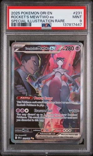Team Rocket's Mewtwo ex 231/182 PSA 9 MINT Pokemon Special Illustration Rare