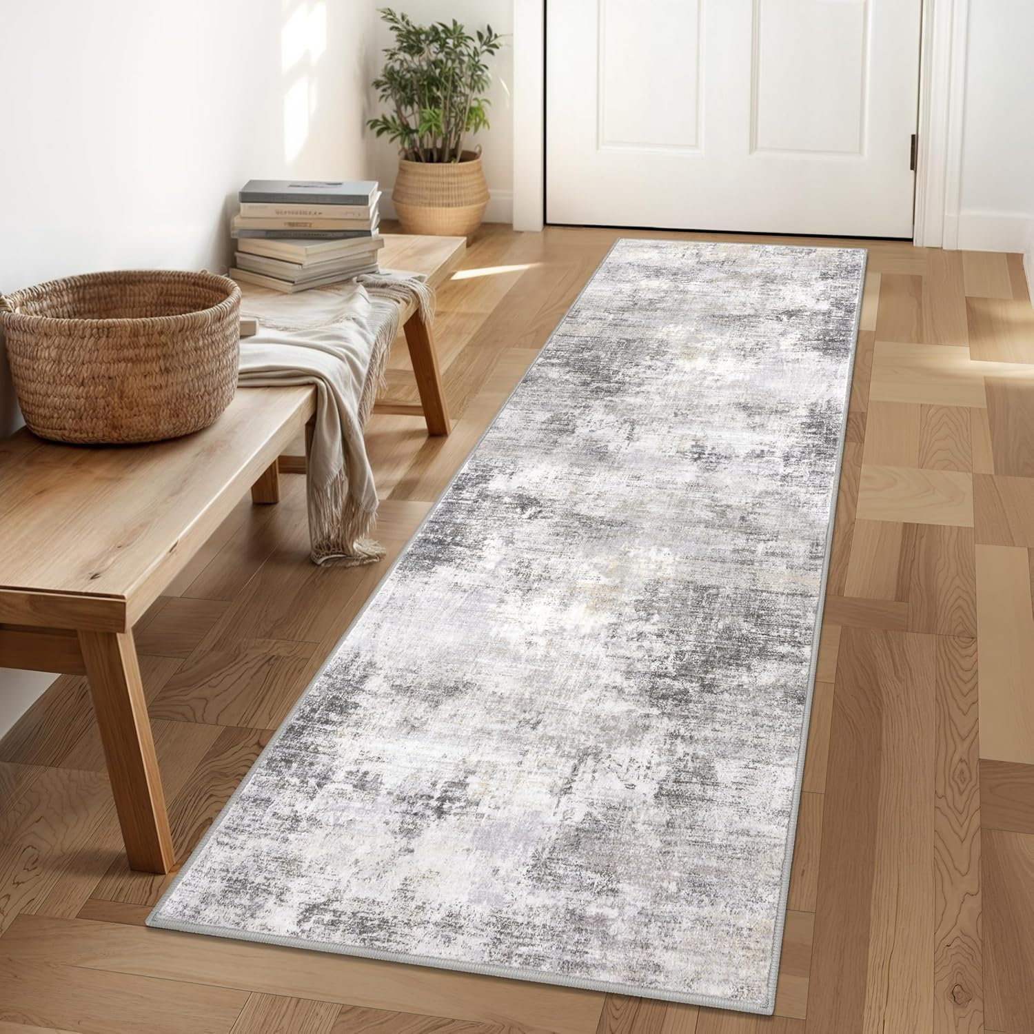 Abstract Runner Rug 2X6 Ft Washable Runners for Hallways, Non Slip Kitchen Runne