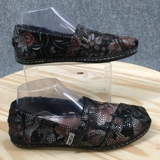 Toms Shoes Womens 7.5 Loafers Black Pink Slip...