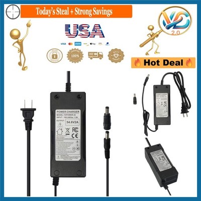 54.6V 2A Battery Charger for 48V Lithium Li-ion Battery Pack US Plug