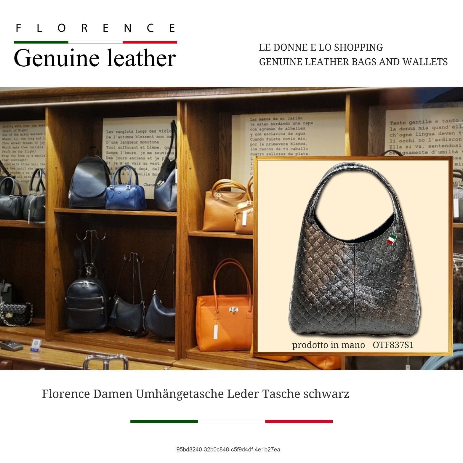 Borsa A Spalla In Pelle Per Donna Florence Nera OTF837S1 foto 5