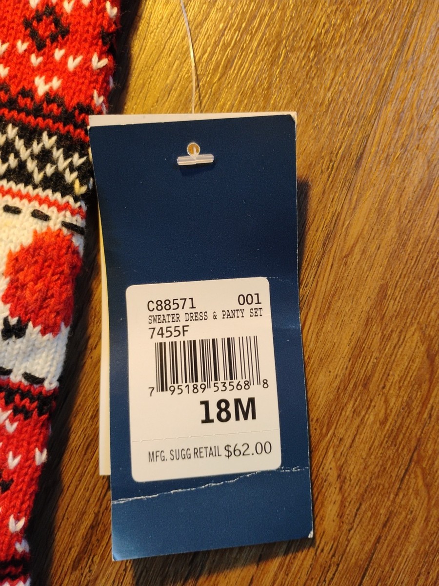 Brand New Hartstrings Sweater Dress Size 18M Red Roses Bow Short