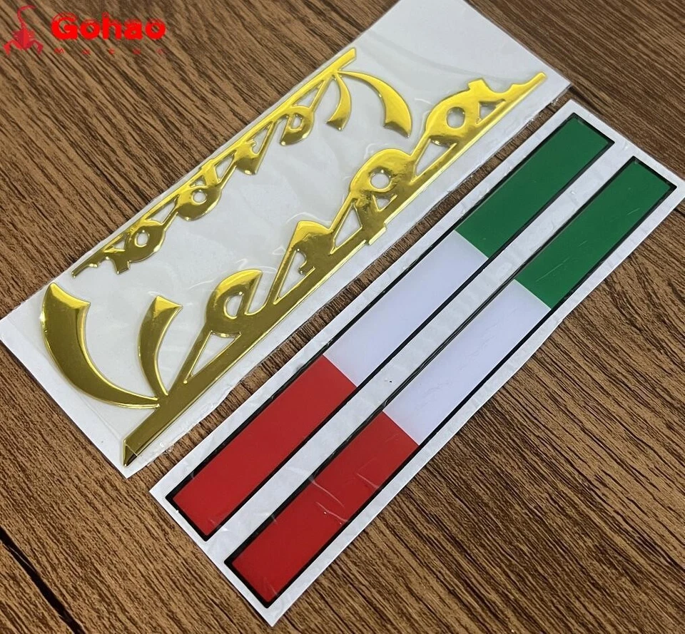 CARENADO DORADO CUERPO INSIGNIA ITALIA EMBLEMA CALCOMANÍA PARA PIAGGIO VESPA LX125 LX150 PX150 Foto 3 de 4