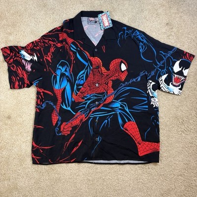 Marvel x Shoe Palace NWT Spider-Man Venom Carnage Mens Large AOP Button Up Shirt