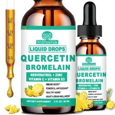 2 Pack Quercetin with Bromelain Liquid Drops, 4X Stronger Than 2 Fl Oz (Pack 2)