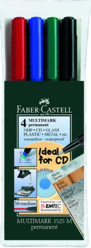 Faber-Castell Multimark Permanent F 151304 Assorted Marker Pens Pack of 4 Perman 2490₽