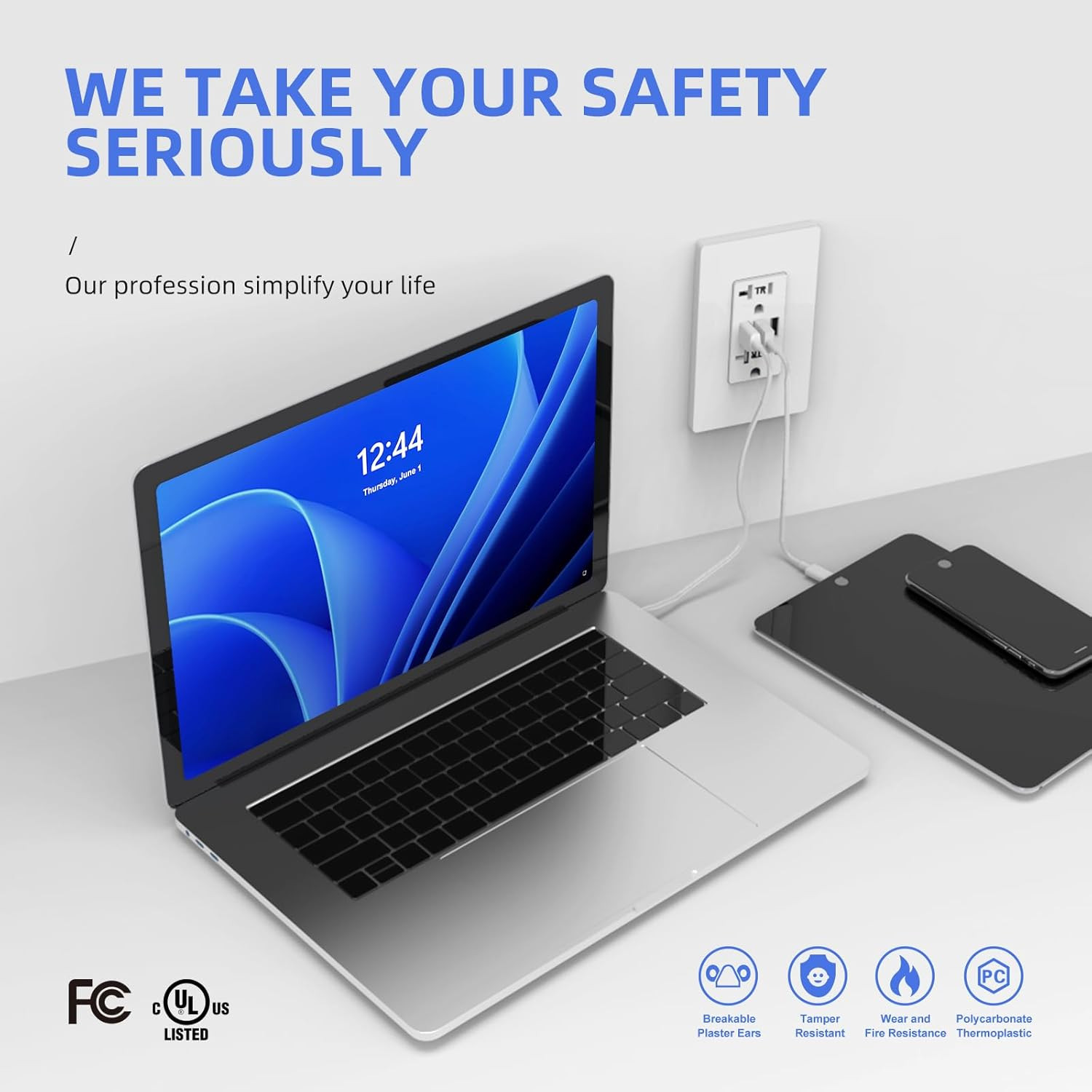 USB Outlets Receptacles, 3-Port USB C Outlet, 30W 6.0A Electrical USB Outlet, 20