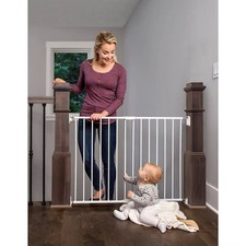 Regalo Top of Stair Safety Gate: Hardware Mounted Dual Lock Metal Walk-Through