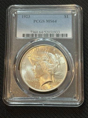 1923 Peace Silver Dollar 1$ - PCGS MS64 -  Beautiful Luster