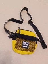 Obey Small Crossbody Messenger Bag With Strap Zip Pockets Yellow Rare 