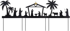 hogardeck Nativity Scene Outdoor, 48" 3 Pcs Metal Black