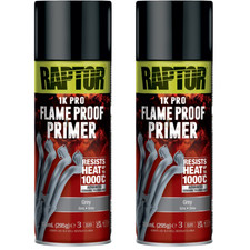 RAPTOR Flameproof Primer Paint Grey 1000°C Heat Resistant Ceramic Coat 400ml x2