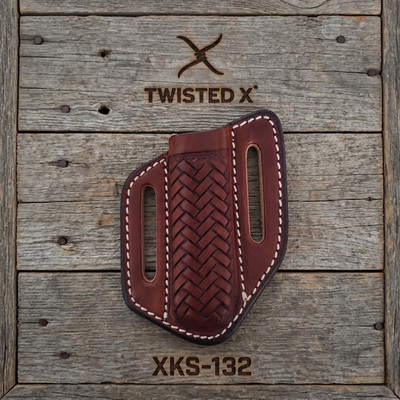 Twisted X  XKS-132 Leather Sheath Chestnut Brown Belt Vertical Carry Trapper NWT