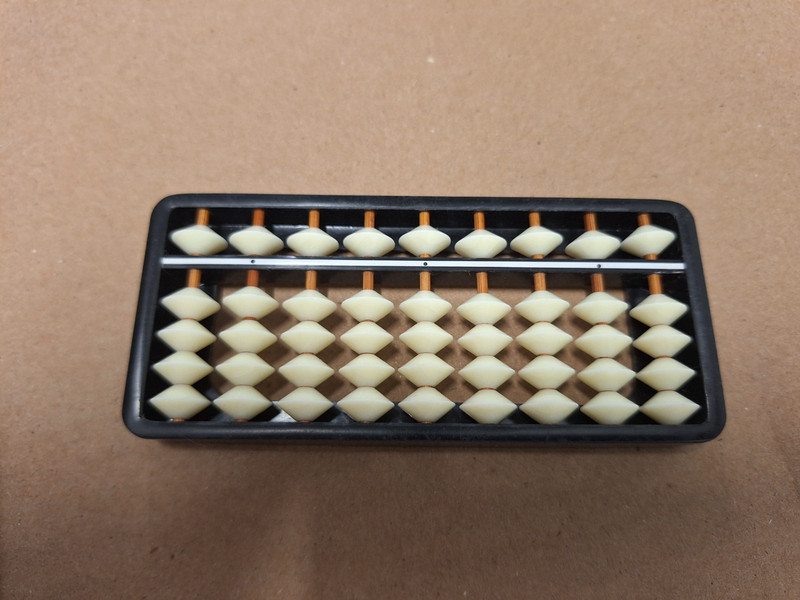 Vintage Japanese ABACUS - 1960s in original box, white stones on wooden pegs