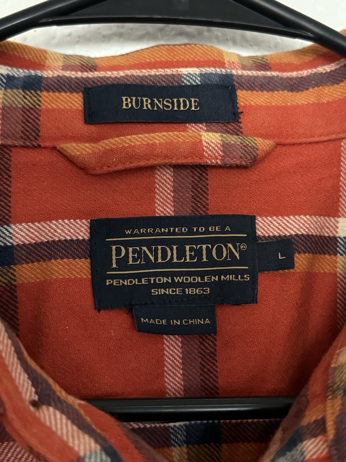Pendleton Burnside Flannel Orange Plaid Long Slee… - image 4