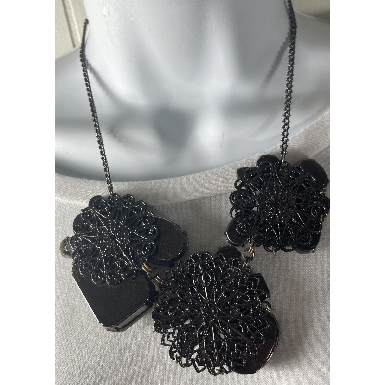 Erickson Beamon Statement Necklace Grey Black Cry… - image 12