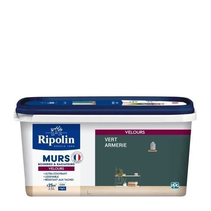 Peinture velours Vert Armerie Ripolin anti-traces pour murs et boiseries