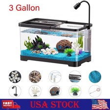 Aquarium Fish Tank 3gal Small Betta Tank Kit with LED Light and Filter