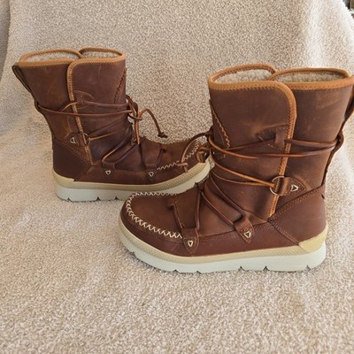 Manitoba Mukluks WP Pacific Winter Boots Leather Upper Shearing Lined Brown 7.5