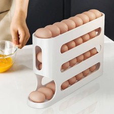4 Tier Egg Dispenser Rolldown Refrigerator Auto Rolling Egg Holder Storage Rack