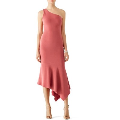Cinq a Sept Pink Dulcina One Shoulder Dress Midi Size 10 Runs Small Party