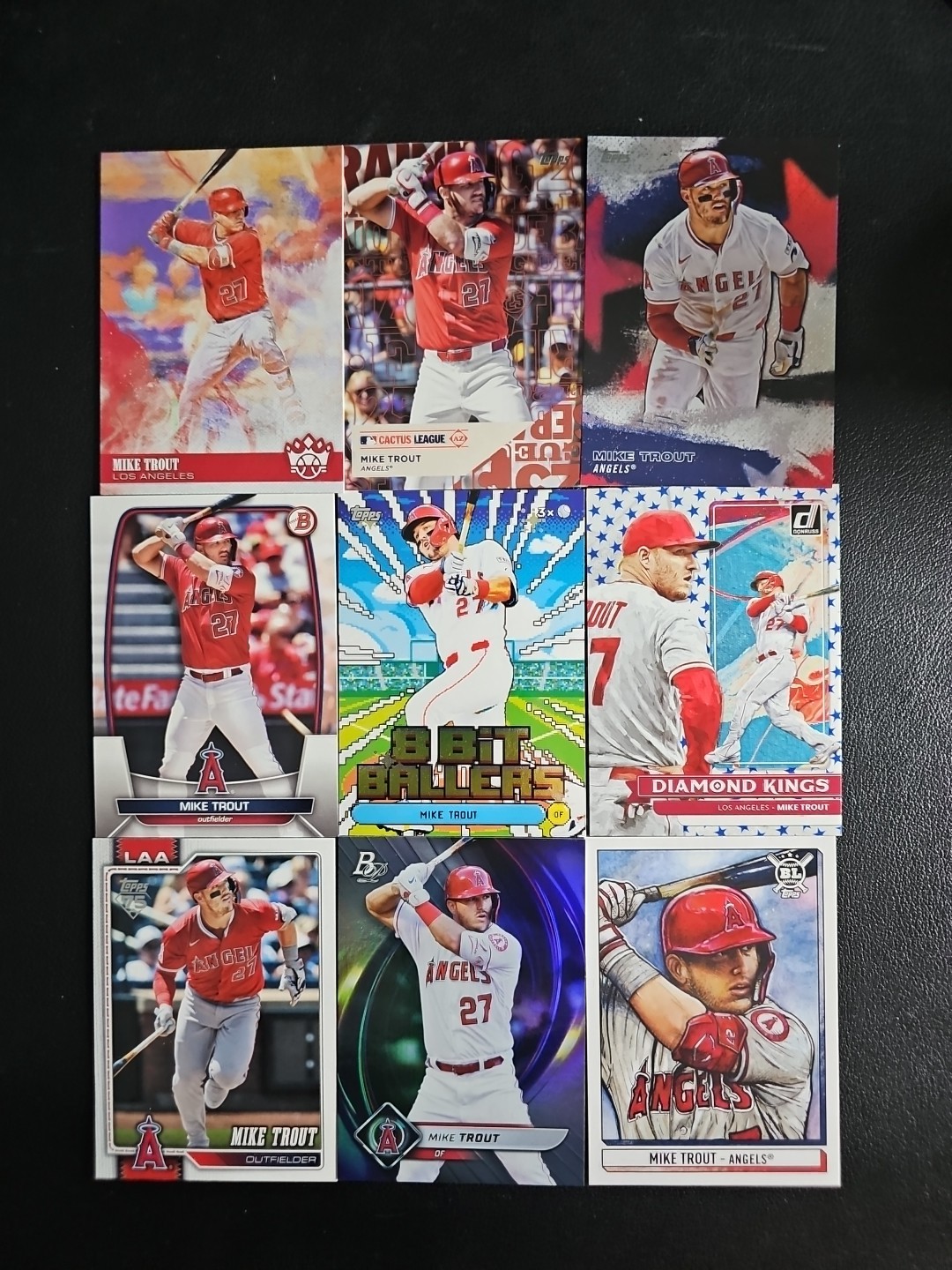 MIKE TROUT LOT of 9 Different w/ Parallels, Inserts & More Unique Cards