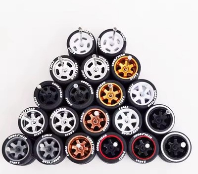 1/64 Scale Wheels & Rubber Tires (10 Sets) Real Riders fits Hot Wheels Mixed TE
