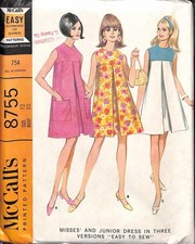 Vintage 1960s McCall  s Inverted Pleat Dress Sewing Pattern - 8755 Bust 32 UC FF