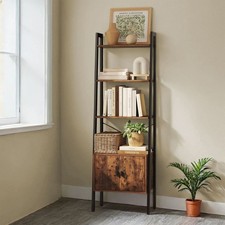 Ladder Shelf Bookshelf Rack Stand with Cupboard 4 Shelves Storage Display Rack