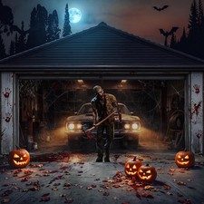 Halloween Garage Door Cover - Large Scary Movie Killer Backdrop