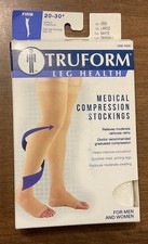 Truform Thigh High Compression Stockings Open Toe 20-30 mmHg White Large NIP
