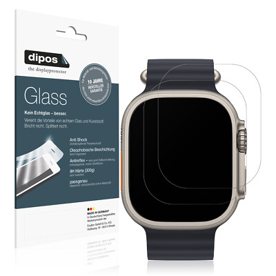 2x Schutzfolie für Apple Watch Ultra matt - Anti-Shock 9H Folie dipos Glass