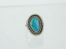 Vintage Navajo Turquoise and Sterling Silver Ring, size 4 3/4