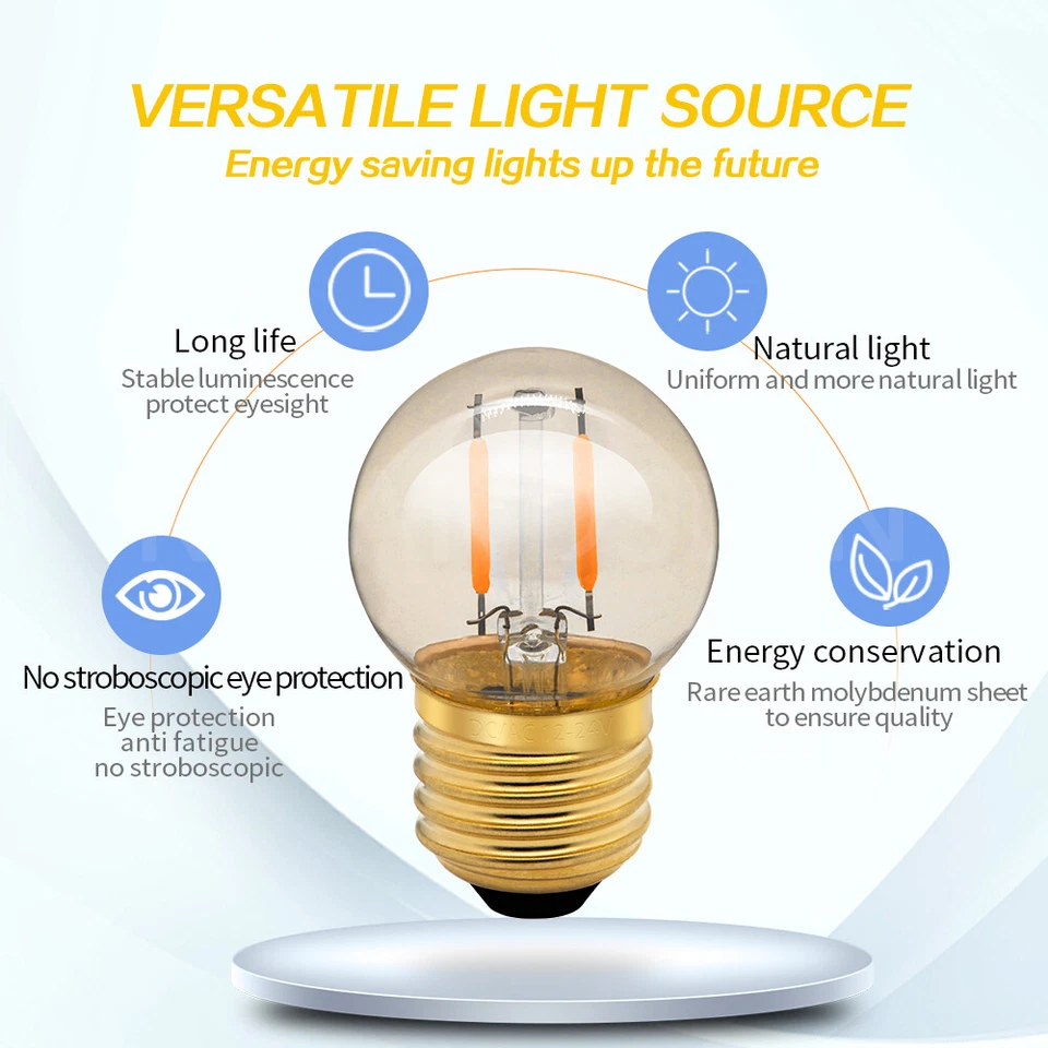 Ruiandsion E27 LED Lampadario Lampadario Luce da Giardino 12V Bianco Caldo 2200K - Imagen 3 de 4