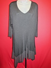 ~~Black High Low Bohemian Tunic dress Top Ruffled Crepe Hemline Sz xxxl 3X~~